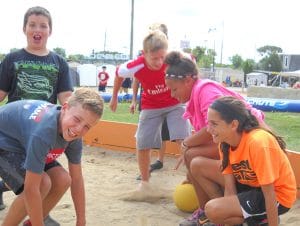 campers playing gaga ball