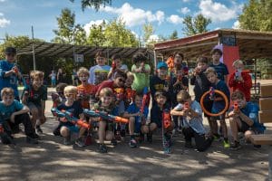 boys ready for a nerf battle at camp mirage