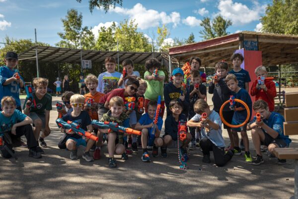 boys ready for a nerf battle at camp mirage